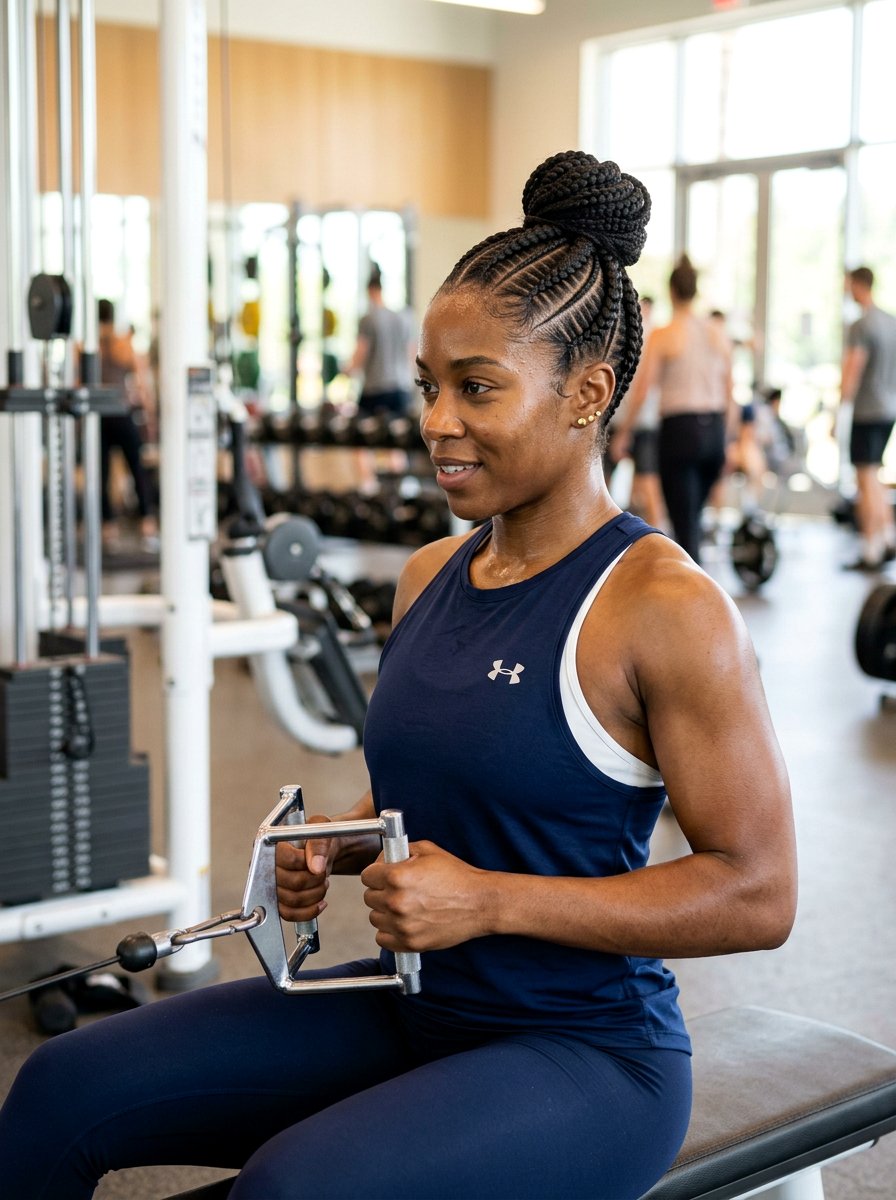 Double Stitch Braids Workout - 20 gym hairstyle with double braids - 20 gym hairstyle with double braids