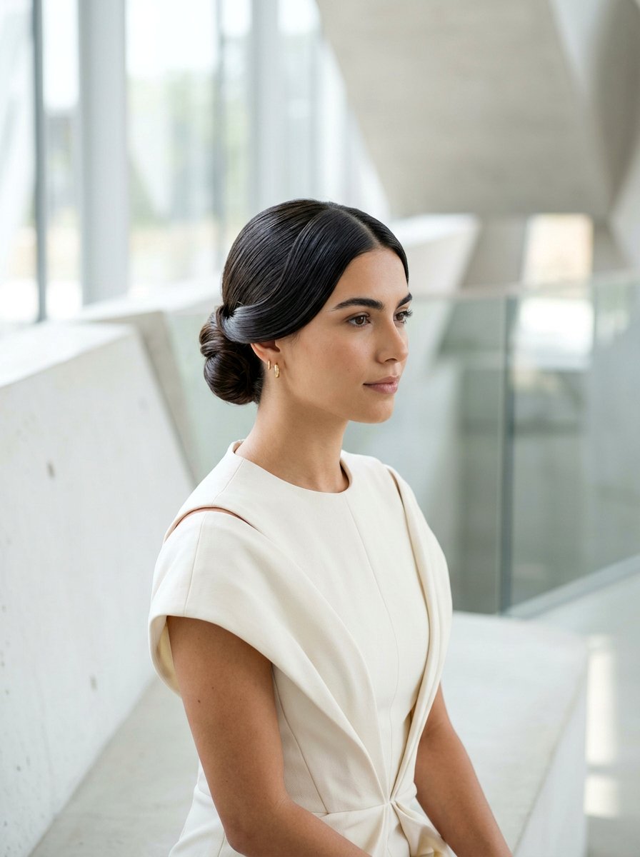 Double Swoop Sleek Bun - 20 sleek natural hair bun with swoop - 20 sleek natural hair bun with swoop