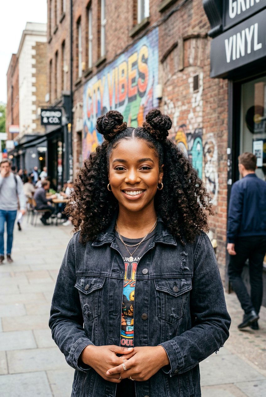 Double Top Knots Natural Hair Half Up Half Down - 20 natural hair half up half down styles - 20 natural hair half up half down styles