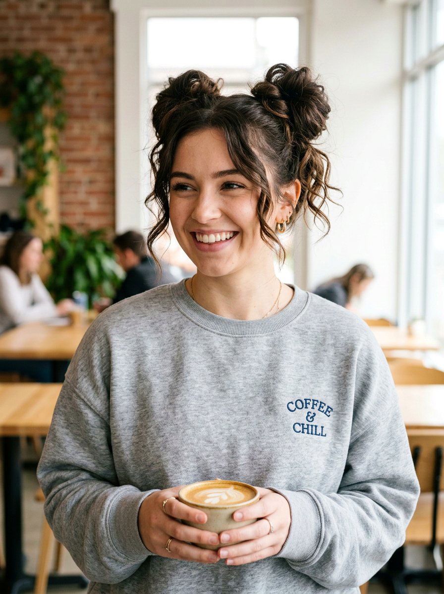 Double Top Knots - 20 no heat curls for layered hair - 20 no heat curls for layered hair