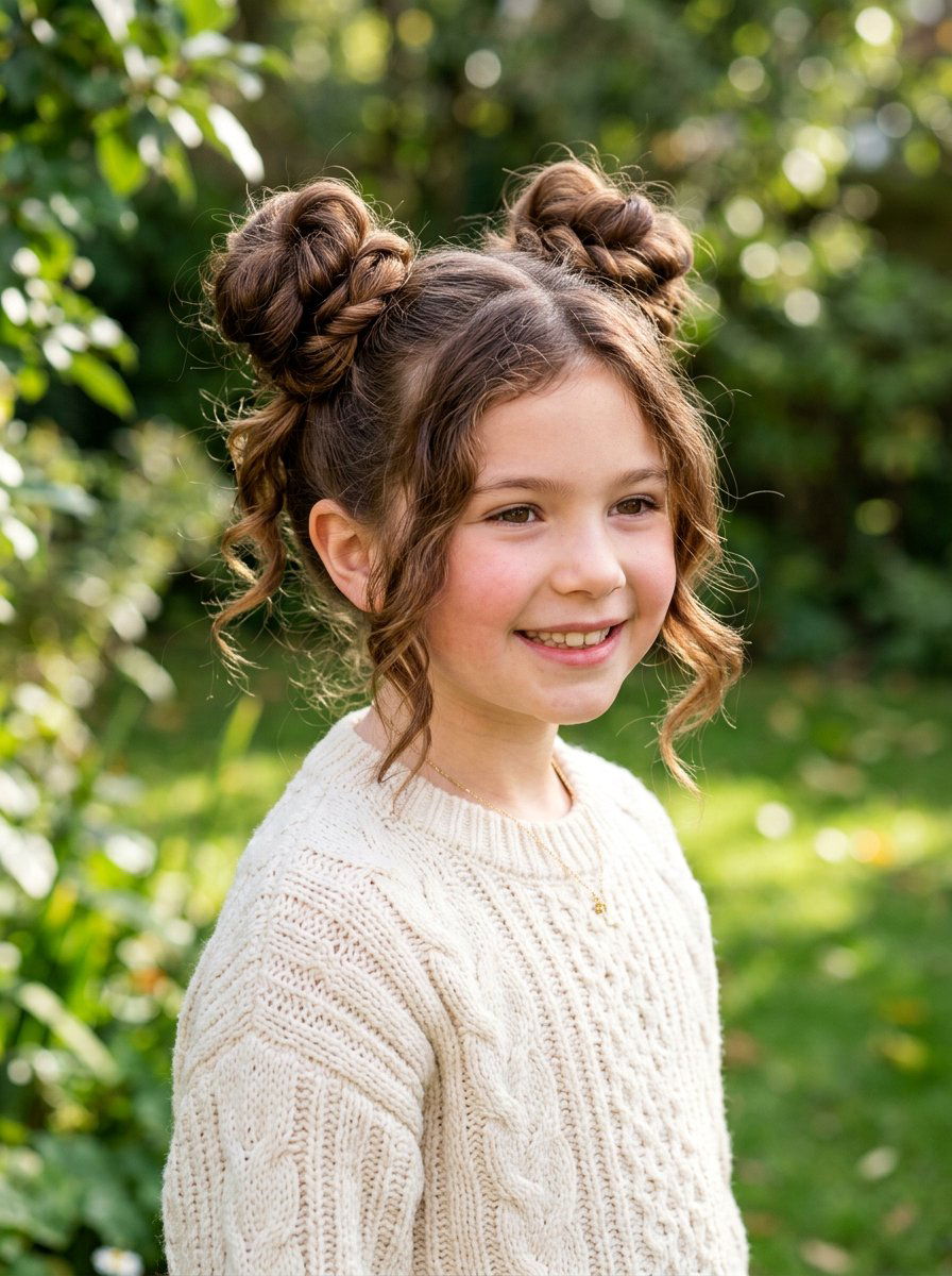 Double Twist Bun Curls - 20 easy school curls without heat - 20 easy school curls without heat