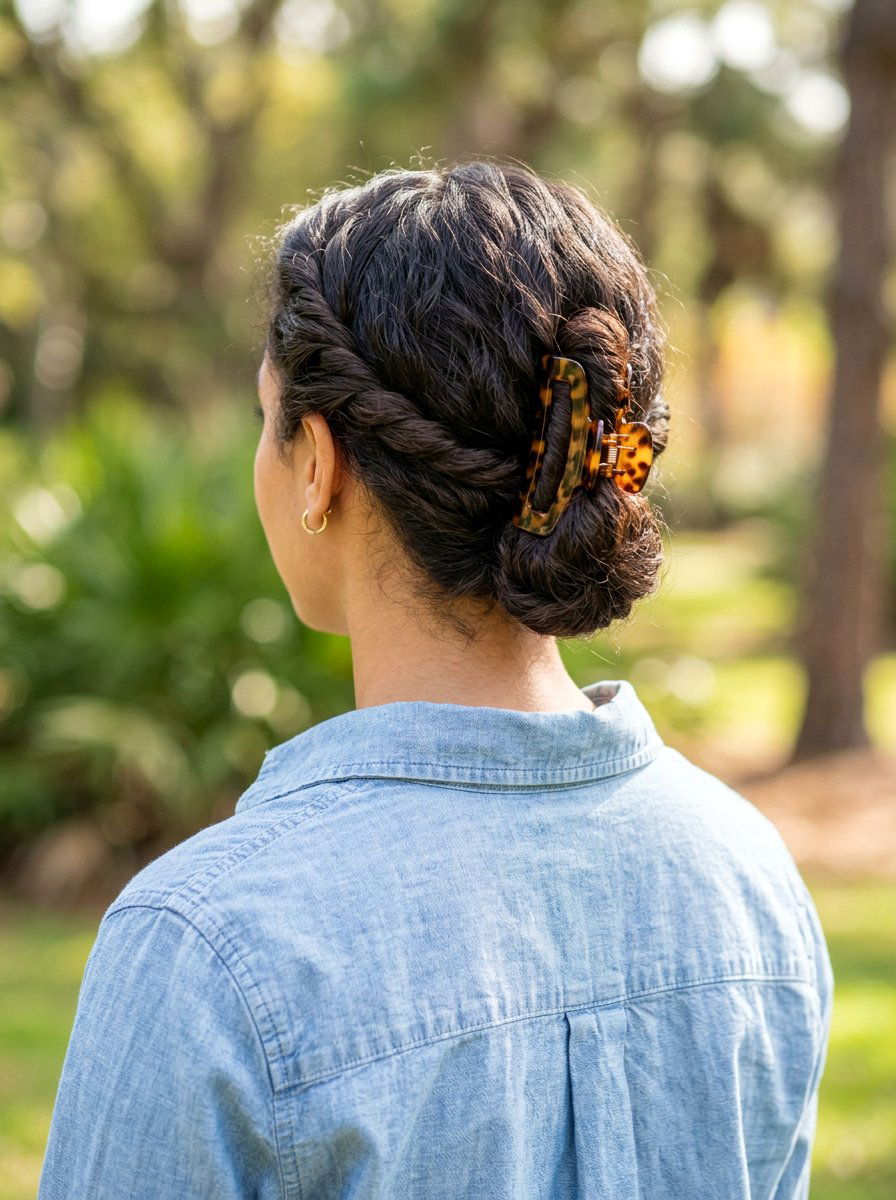 Double Twist Claw Clip - 20 claw clip hairstyle for moms - 20 claw clip hairstyle for moms