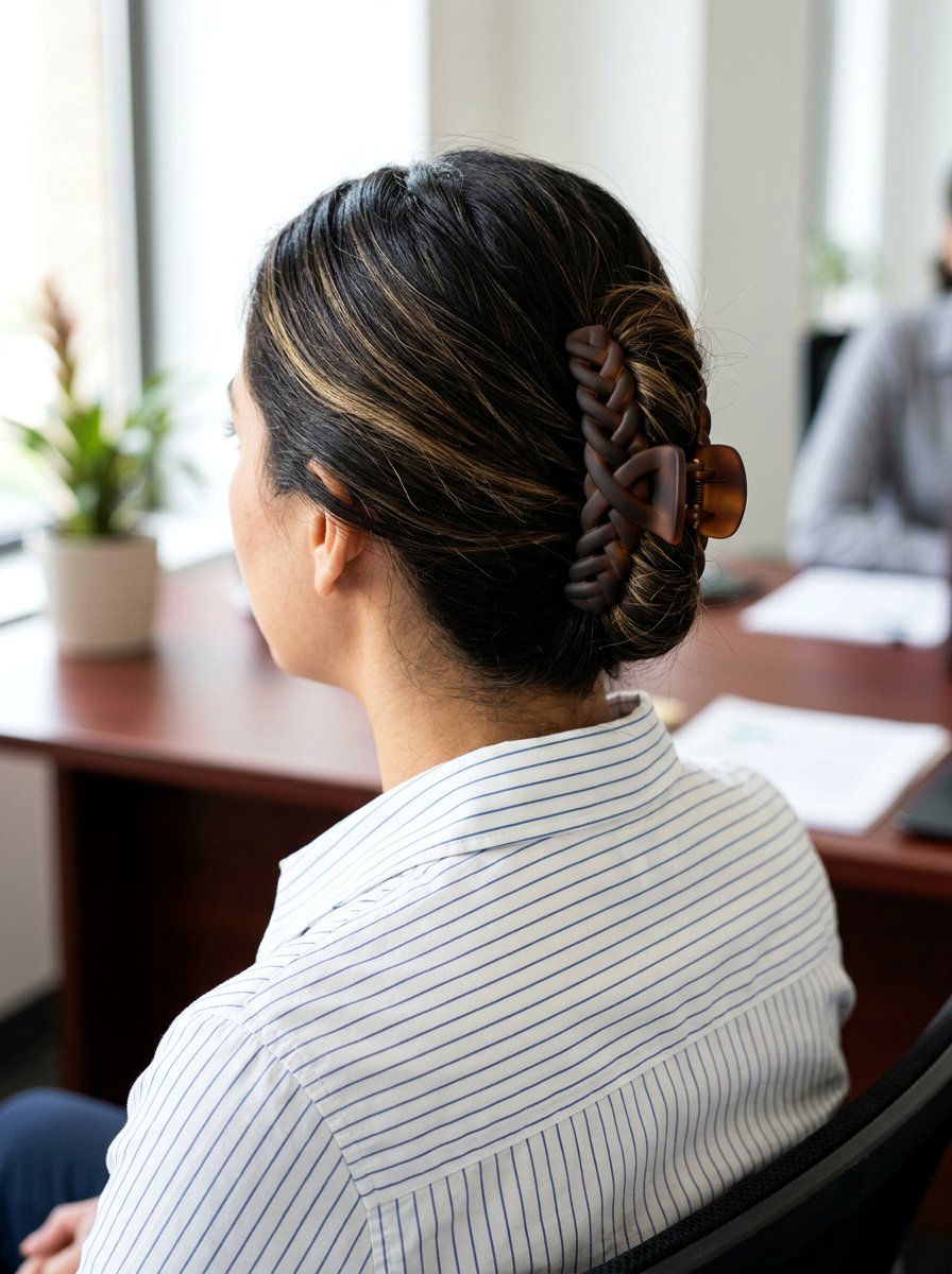 Double Twist Claw Clip - 20 claw clip hairstyle for office women - 20 claw clip hairstyle for office women