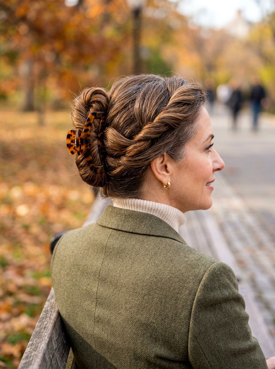 Double Twist Claw Clip Bun - 20 claw clip bun for mature women - 20 claw clip bun for mature women