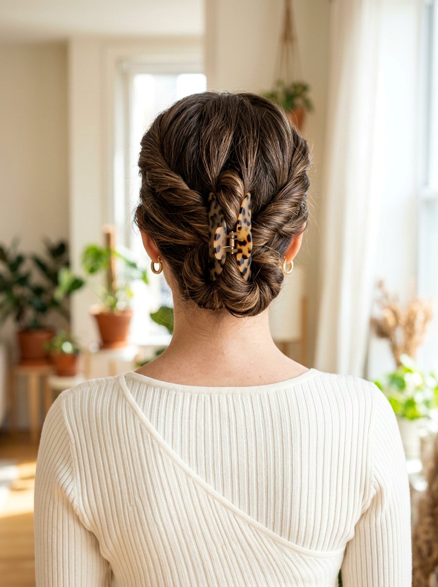 Double Twist Claw Clip Updo - 20 claw clip updo for thick long hair - 20 claw clip updo for thick long hair