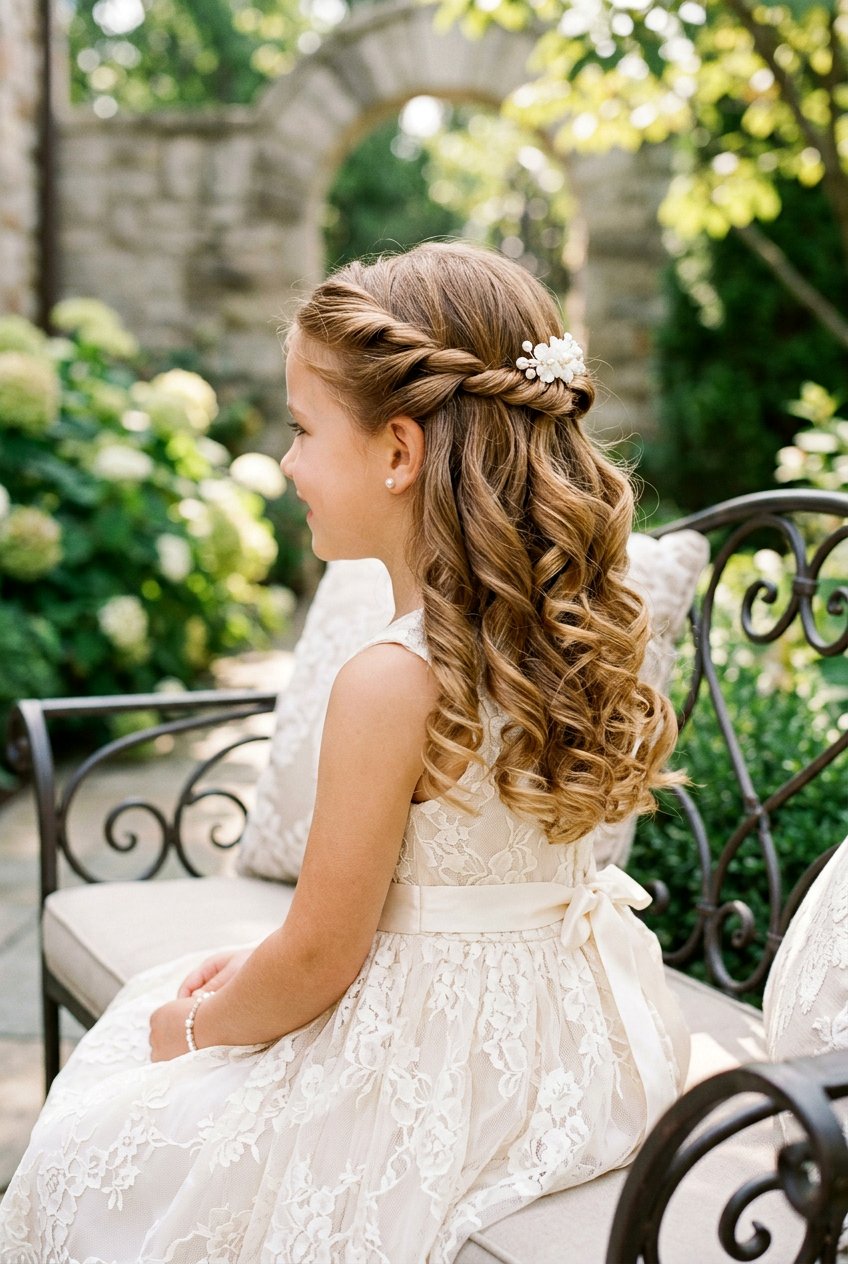 Double Twist Half Up Curls - 20 little girls half up curls hairstyle - 20 little girls half up curls hairstyle