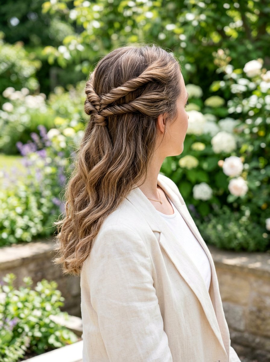 Double Twist Half Up - 20 office hairstyle with minimal effort - 20 office hairstyle with minimal effort