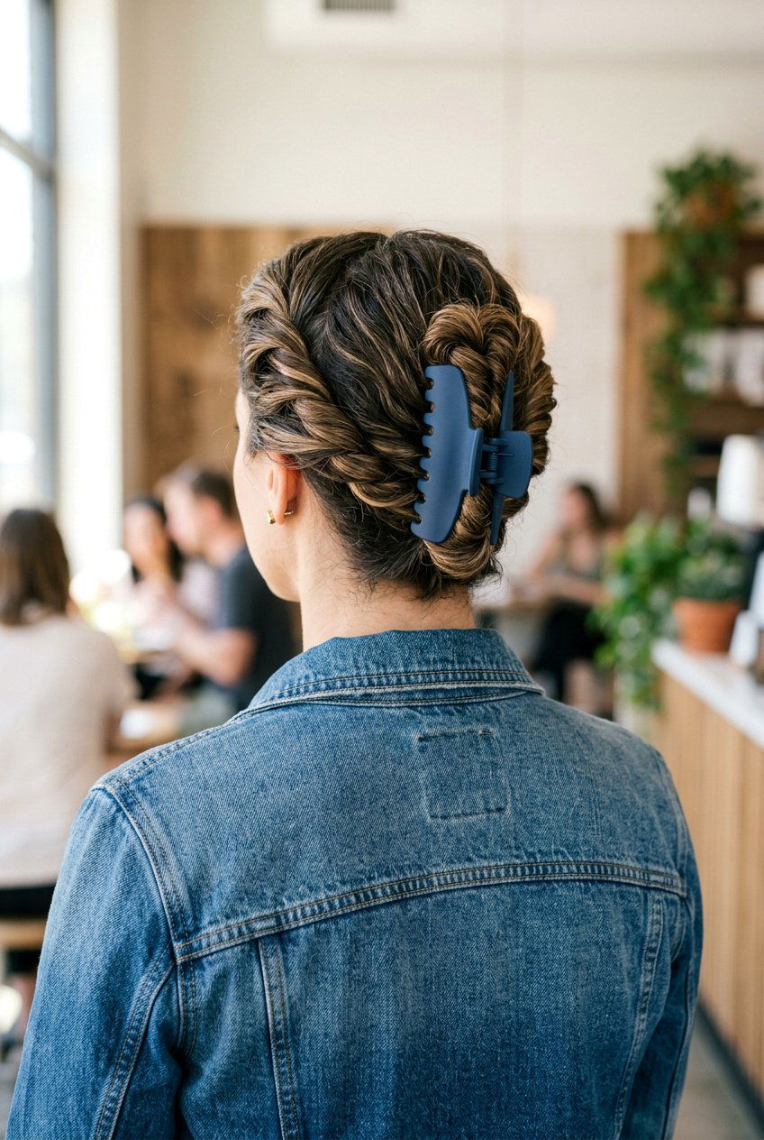 Double Twist Updo - 20 messy claw clip updo for medium hair - 20 messy claw clip updo for medium hair