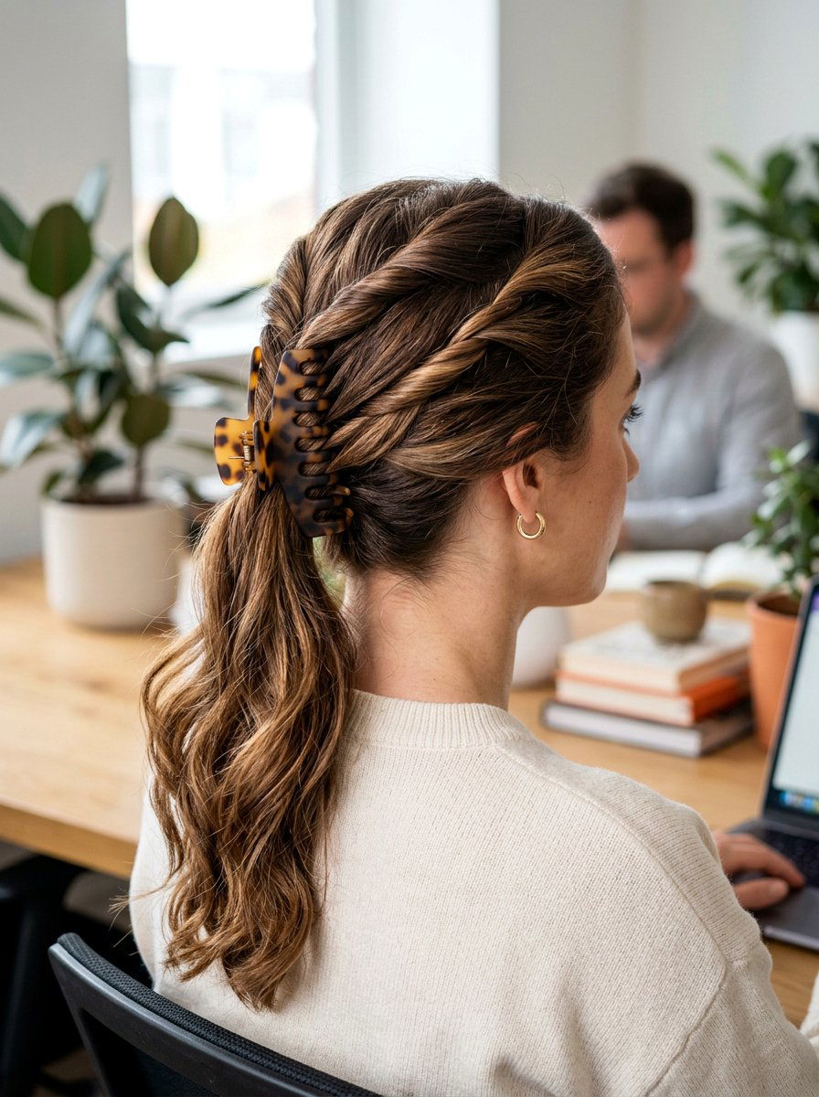 Double Twisted Claw Clip Ponytail - 20 claw clip ponytail for fine hair women - 20 claw clip ponytail for fine hair women