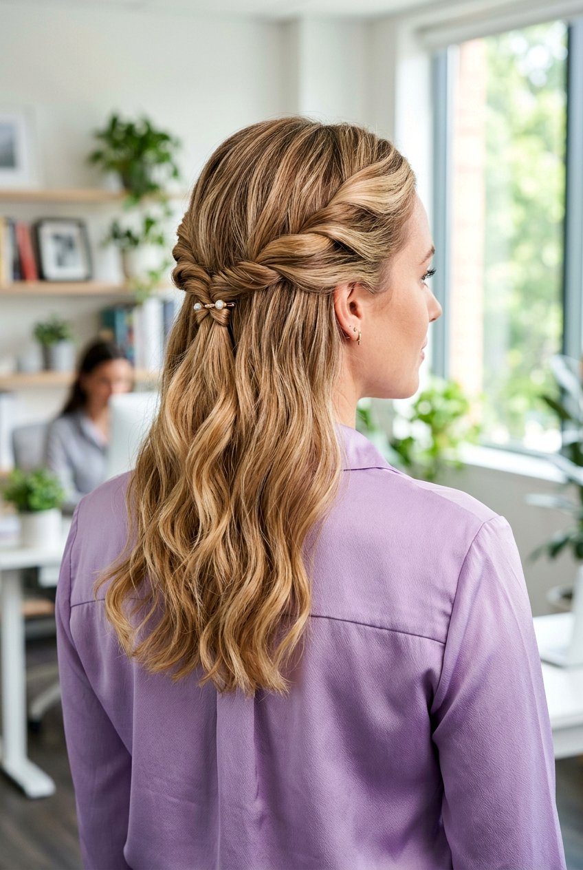 Double Twisted Half Up - 20 quick hairstyle for office mornings - 20 quick hairstyle for office mornings
