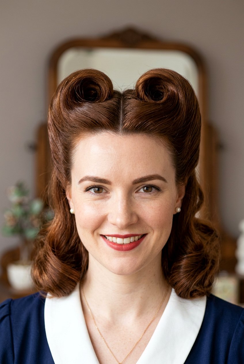 Double Victory Rolls - 20 1950s pin up hairstyles - 20 1950s pin up hairstyles