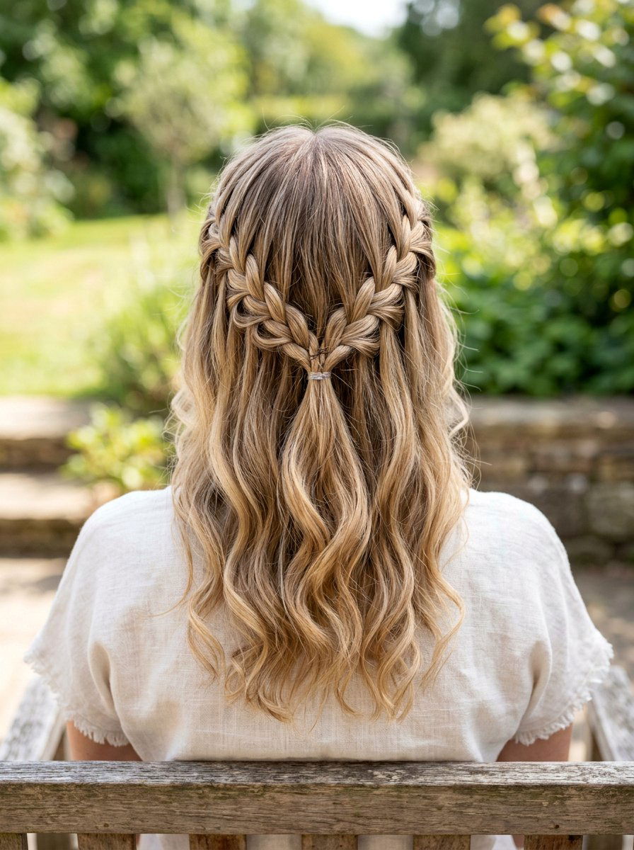 20 Breathtaking Waterfall Braid Half Up Hairstyle Looks