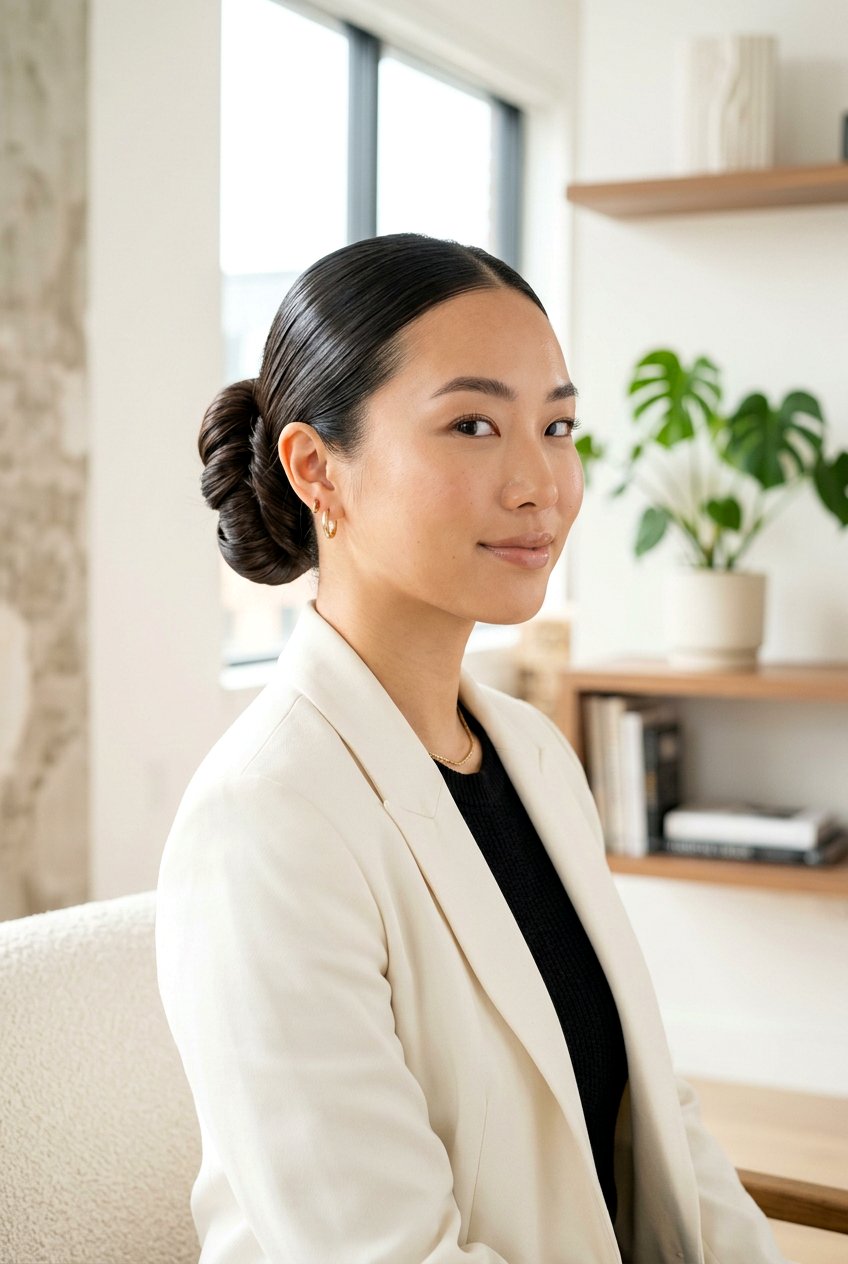 Double Wrapped Slick Bun Style - 20 clean girl slick bun - 20 clean girl slick bun