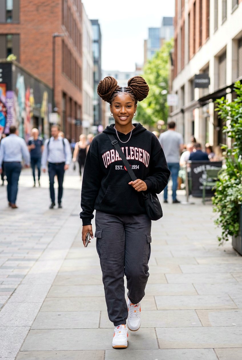 Double box braids buns - 20 box braids bun hairstyle - 20 box braids bun hairstyle