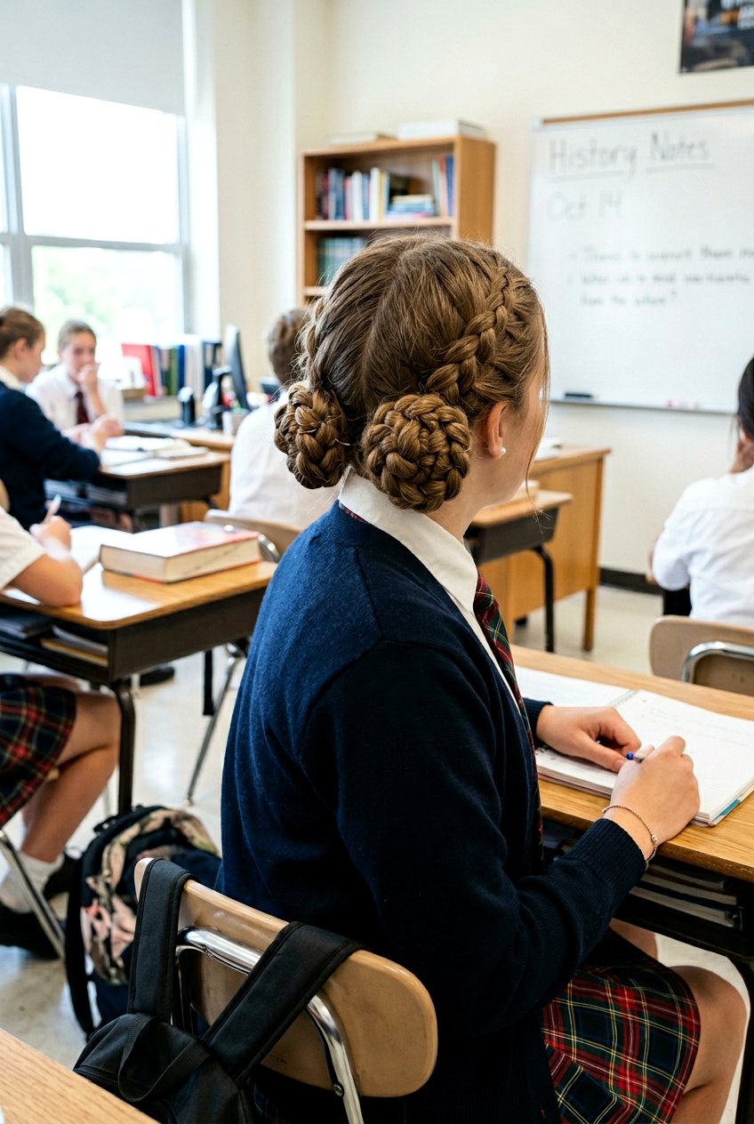 Double braided buns for students - 20 dark academia bun for women - 20 dark academia bun for women