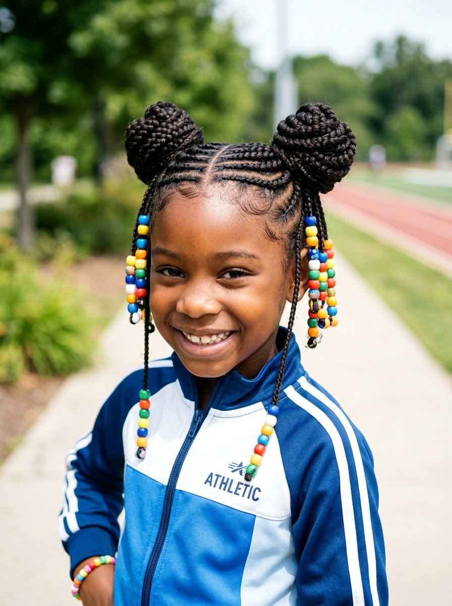 Double bun braids with beads - 20 school braids with beads for girls - 20 school braids with beads for girls