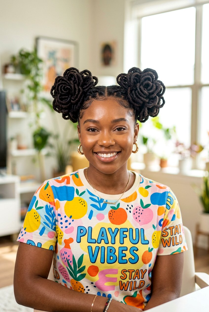 Double loc petal bun - 20 loc petal bun hairstyle - 20 loc petal bun hairstyle