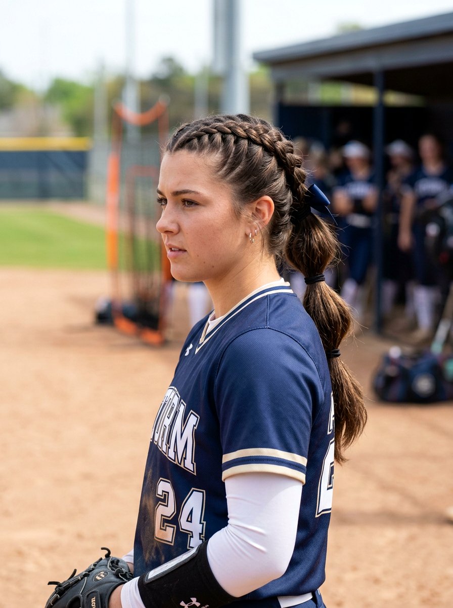 20 Sporty And Cute Softball Braid Ponytail Ideas For Game Day
