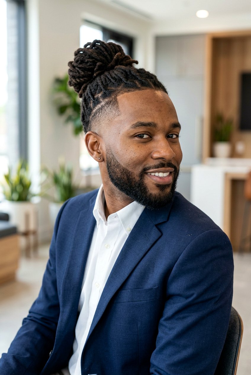 Dread Bun With Taper Fade - 20 dread bun hairstyle men - 20 dread bun hairstyle men