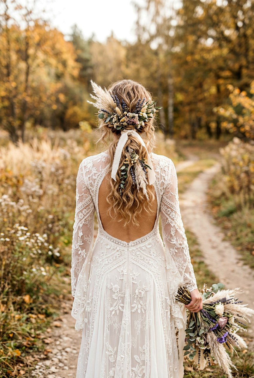 Dried Flower Ponytail - 20 boho bridal ponytail - 20 boho bridal ponytail