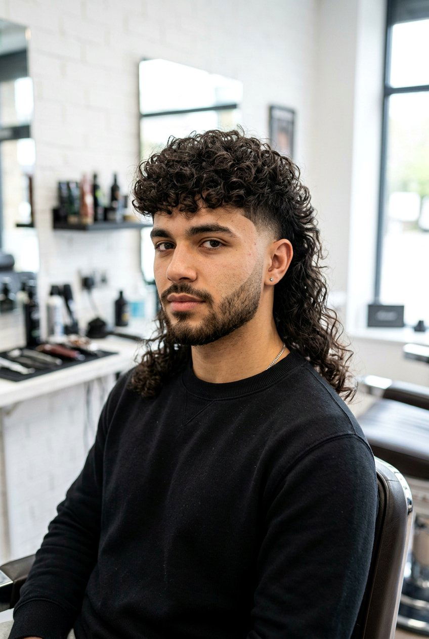 Drop Fade Curly Mullet - 20 curly mullet with taper fade - 20 curly mullet with taper fade