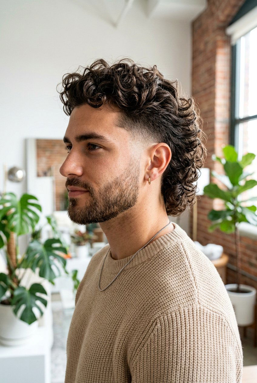 Drop Taper Curly Mullet - 20 taper mullet for curly hair men - 20 taper mullet for curly hair men