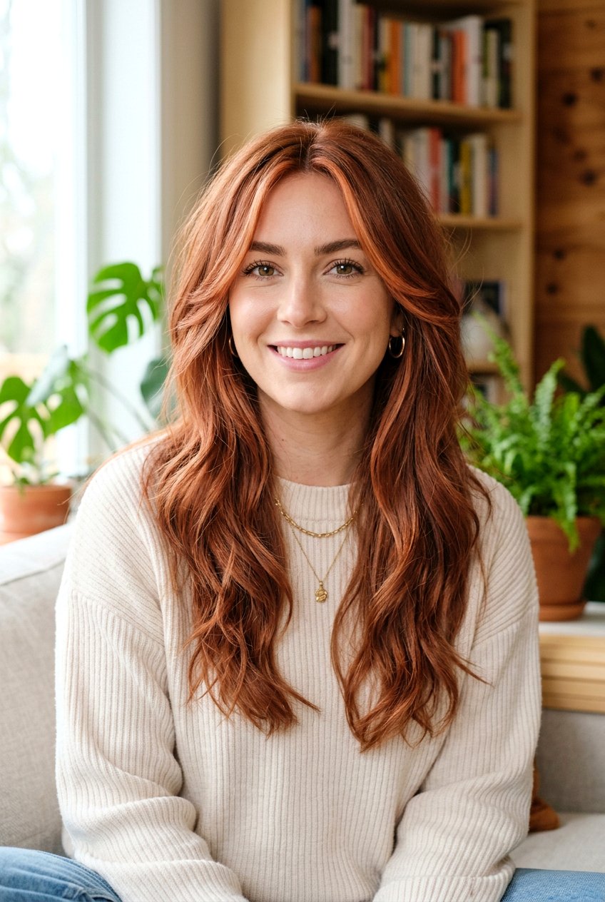 Dusty Copper With Face Framing Layers - 20 dusty copper hair color - 20 dusty copper hair color