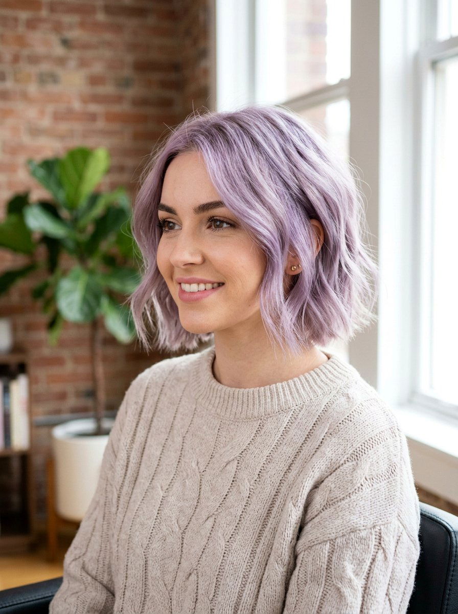 Dusty Lavender Bob - 20 dimensional bob hair color ideas - 20 dimensional bob hair color ideas