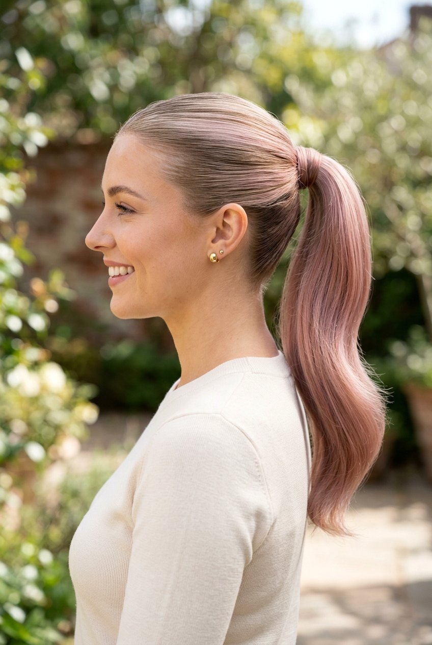 Dusty Pink Balayage On Blonde With Sleek Ponytail - 20 dusty pink balayage on blonde hair - 20 dusty pink balayage on blonde hair