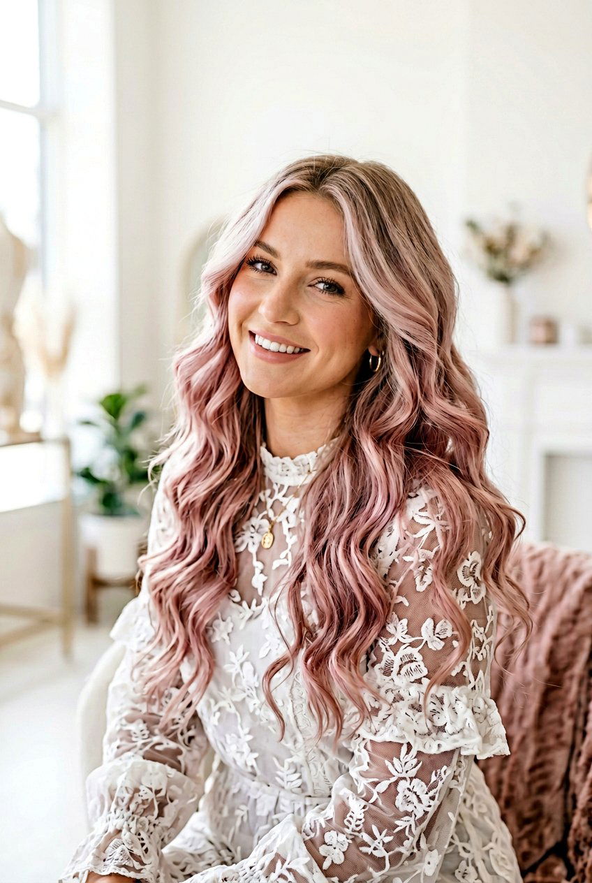 Dusty Pink Balayage On Blonde With Soft Curls - 20 dusty pink balayage on blonde hair - 20 dusty pink balayage on blonde hair