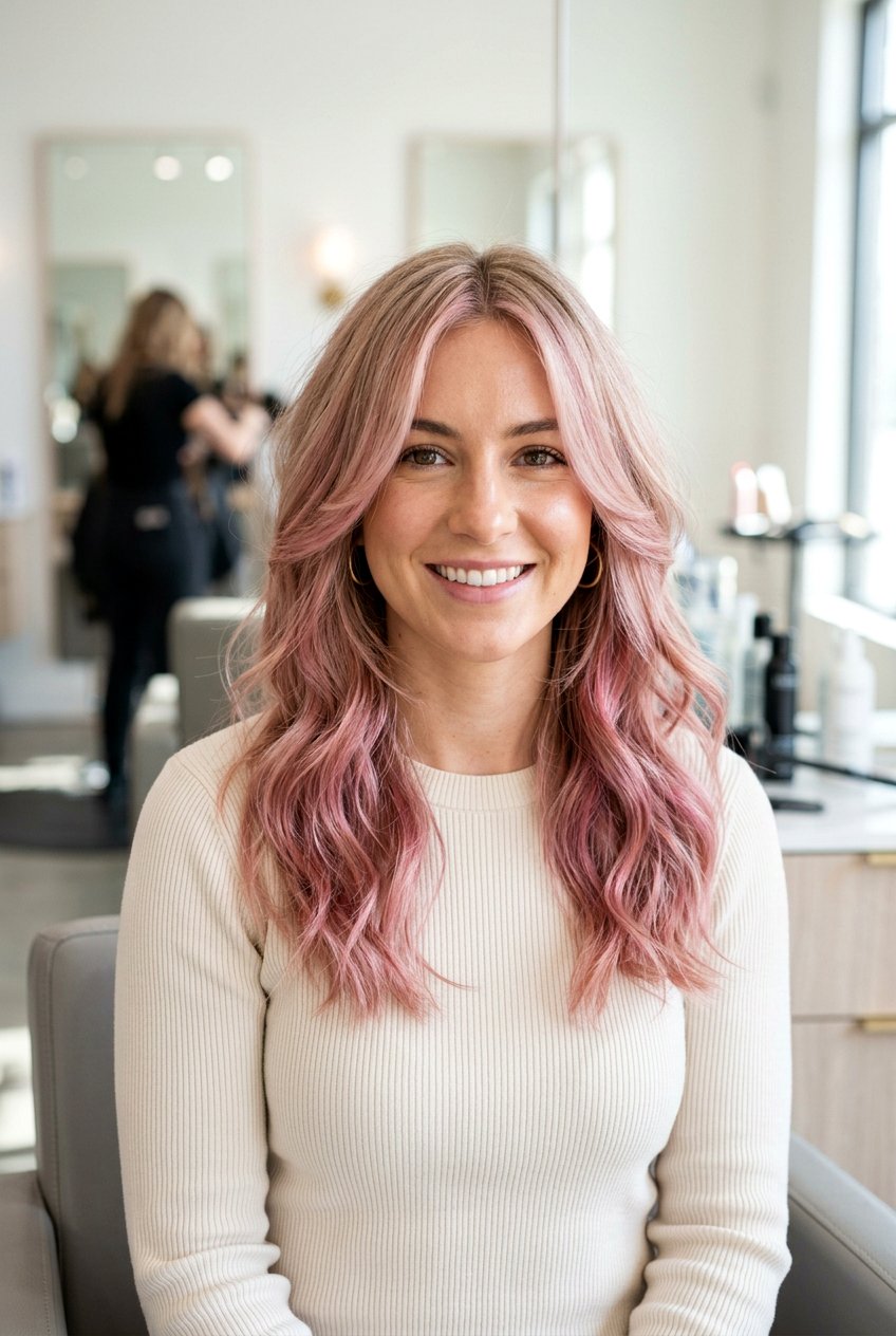 Dusty Pink Balayage With Face Framing Layers - 20 dusty pink balayage on blonde hair - 20 dusty pink balayage on blonde hair