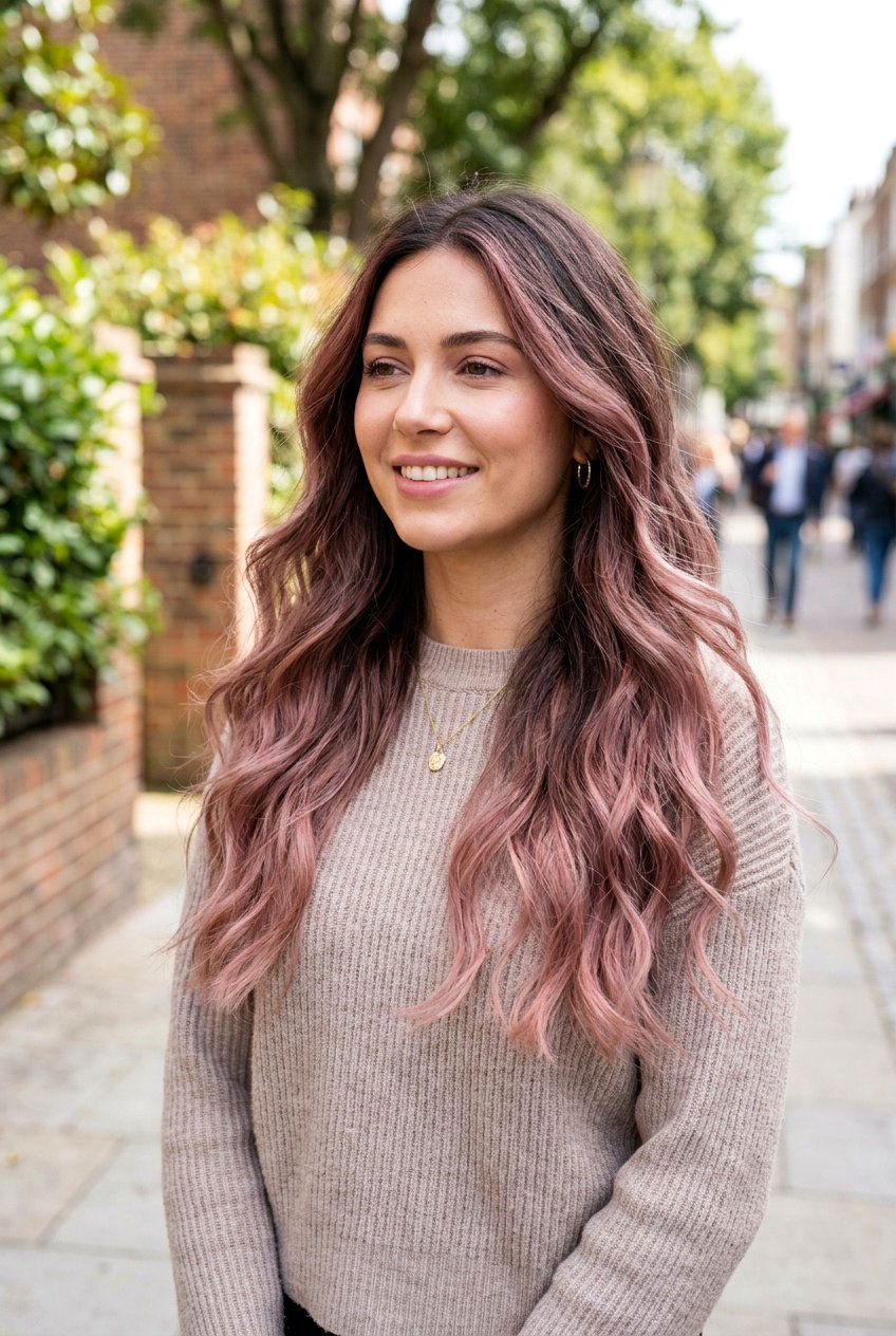Dusty Rose Hair on Dark Brown Base - 20 dusty rose hair color - 20 dusty rose hair color