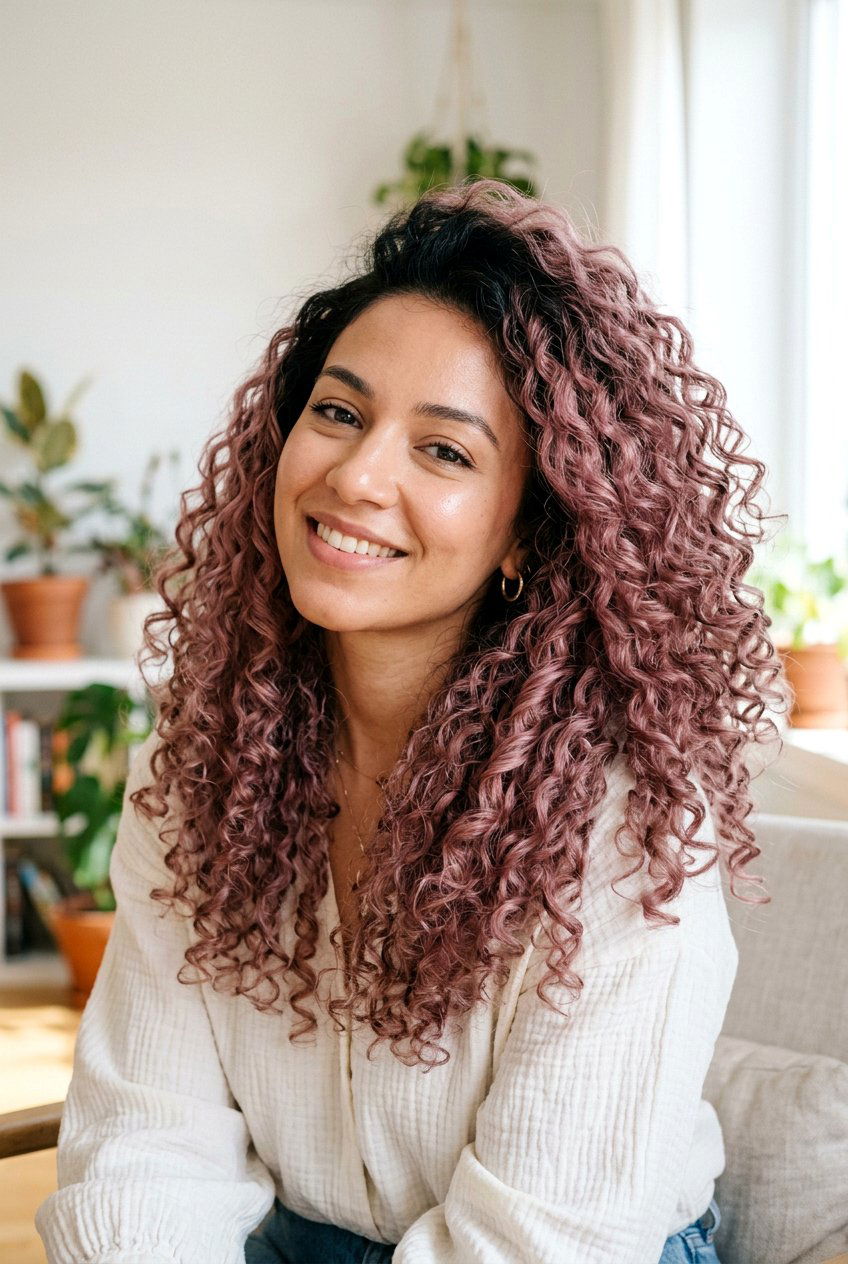 Dusty Rose on Curly Hair - 20 dusty rose hair color - 20 dusty rose hair color