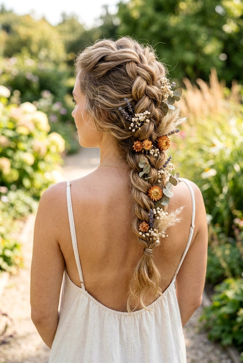 Dutch Boho Braid With Dried Flowers - 20 boho braid with dried flowers - 20 boho braid with dried flowers