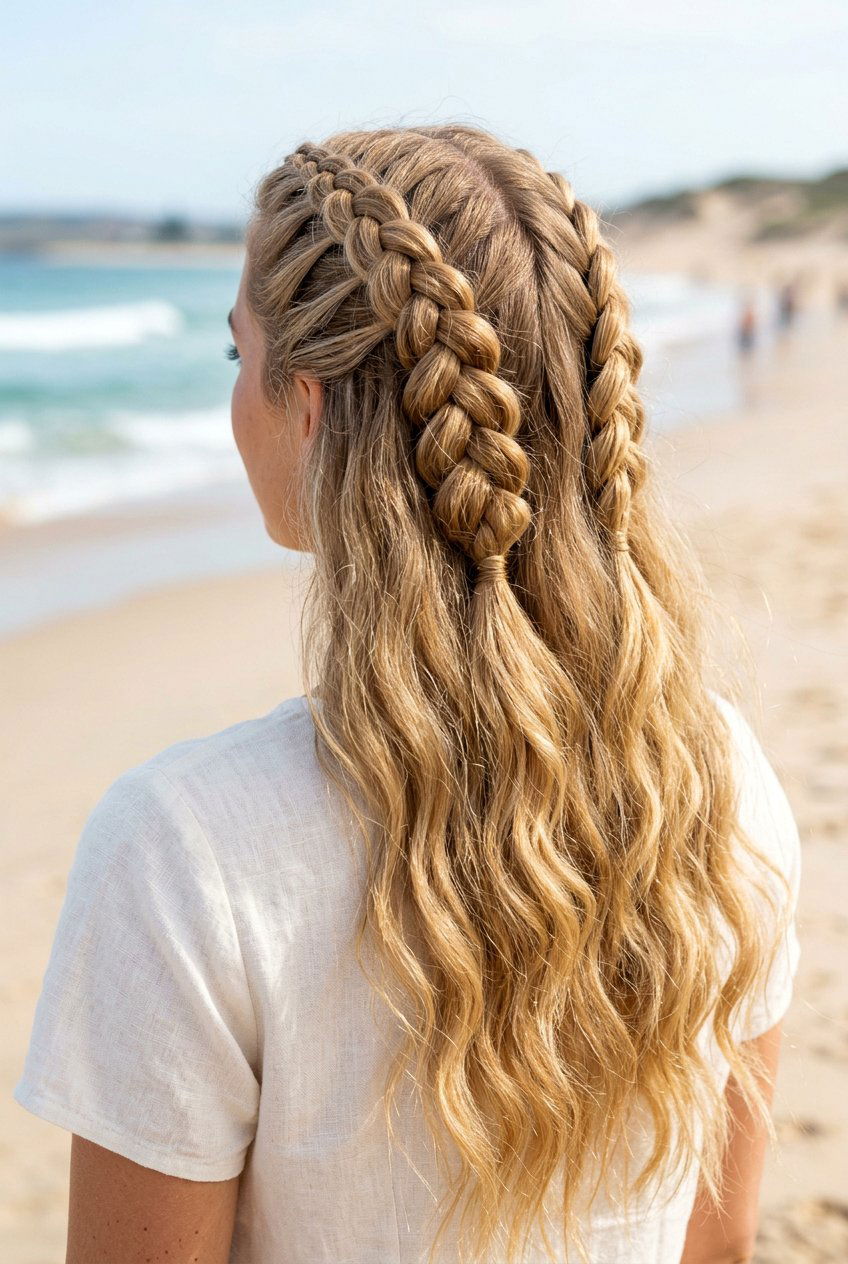 Dutch Braid Beach Waves - 20 easy overnight hairstyles for long hair - 20 easy overnight hairstyles for long hair