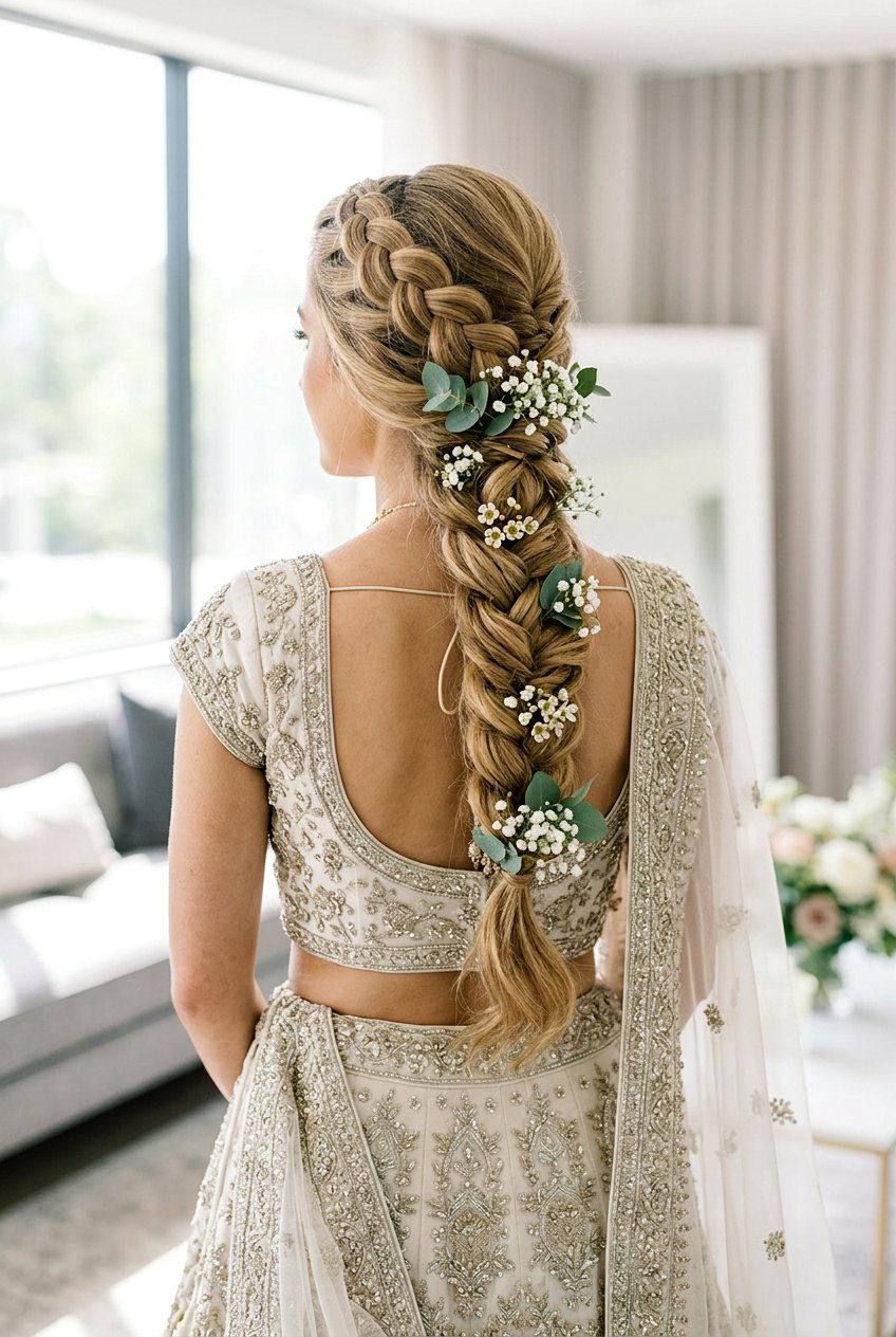 Dutch Braid Bridal Hairstyle For Long Hair - 20 south asian bridal braid hairstyle - 20 south asian bridal braid hairstyle