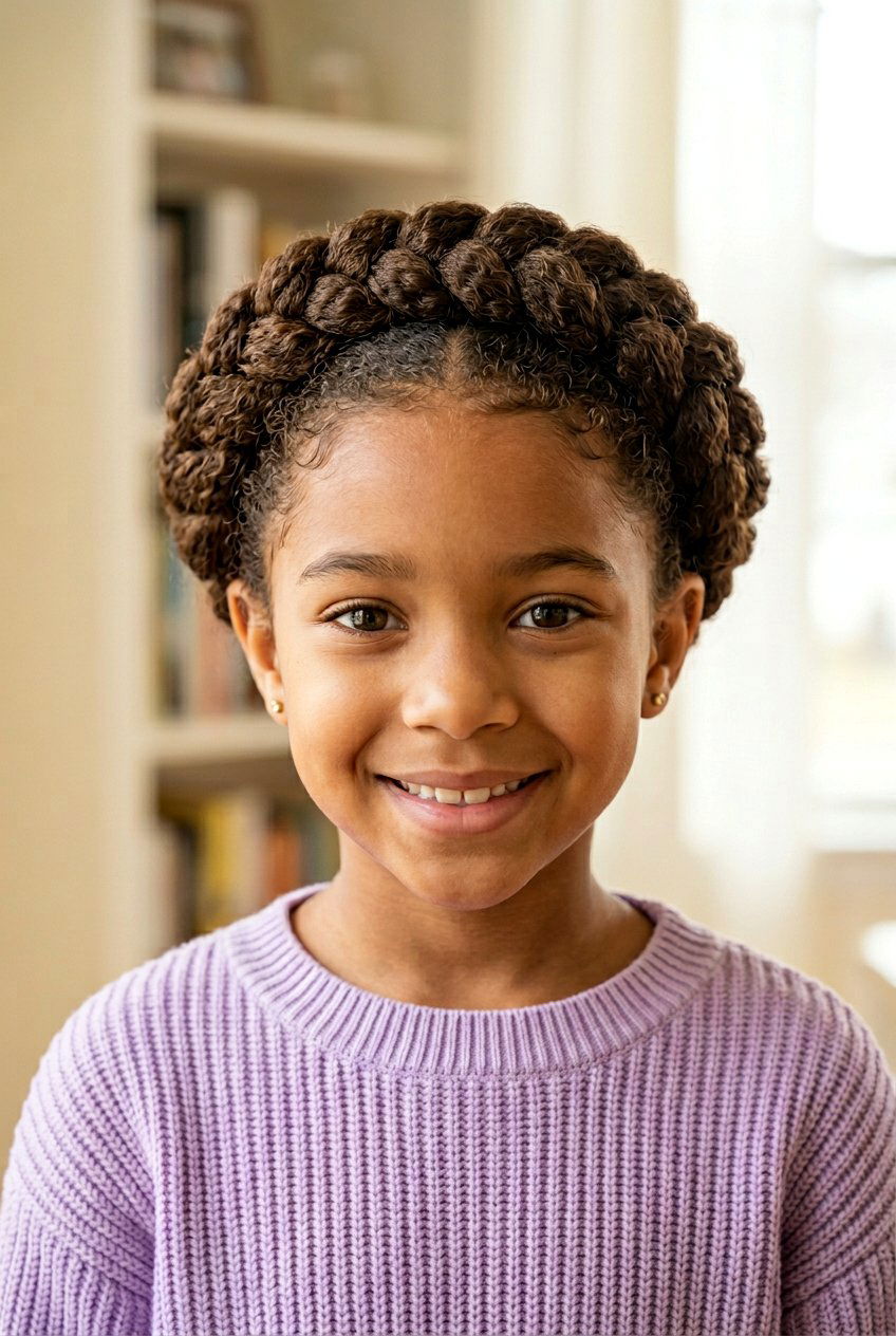 Dutch Braid Crown - 20 picture day hairstyle for curly hair girls - 20 picture day hairstyle for curly hair girls