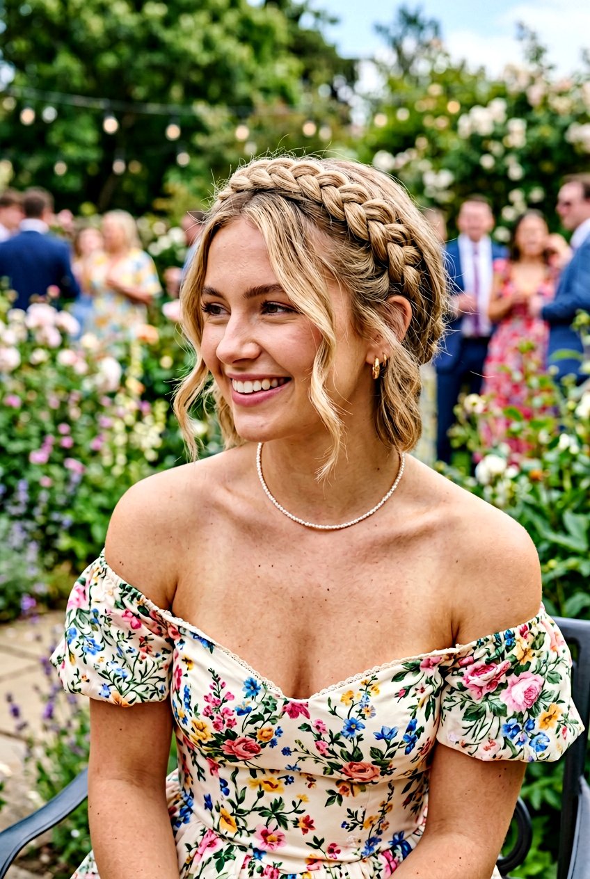 Dutch Braid Crown - 20 prom hairstyle for short bob hair - 20 prom hairstyle for short bob hair