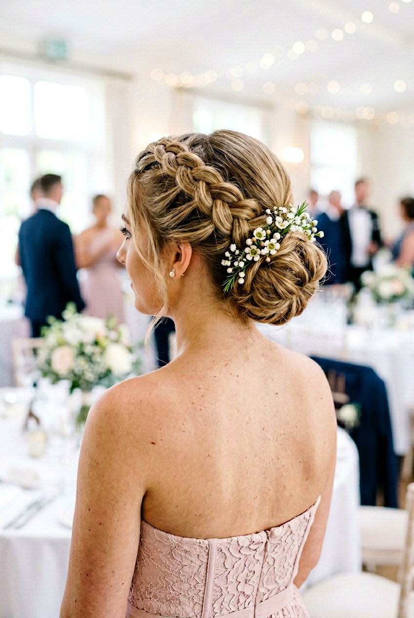 Dutch Braid Crown Updo - 20 bridesmaid hairstyles with braids - 20 bridesmaid hairstyles with braids