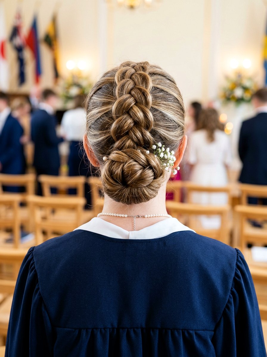 Dutch Braid Graduation Updo - 20 teen girls graduation hairstyle with braid - 20 teen girls graduation hairstyle with braid