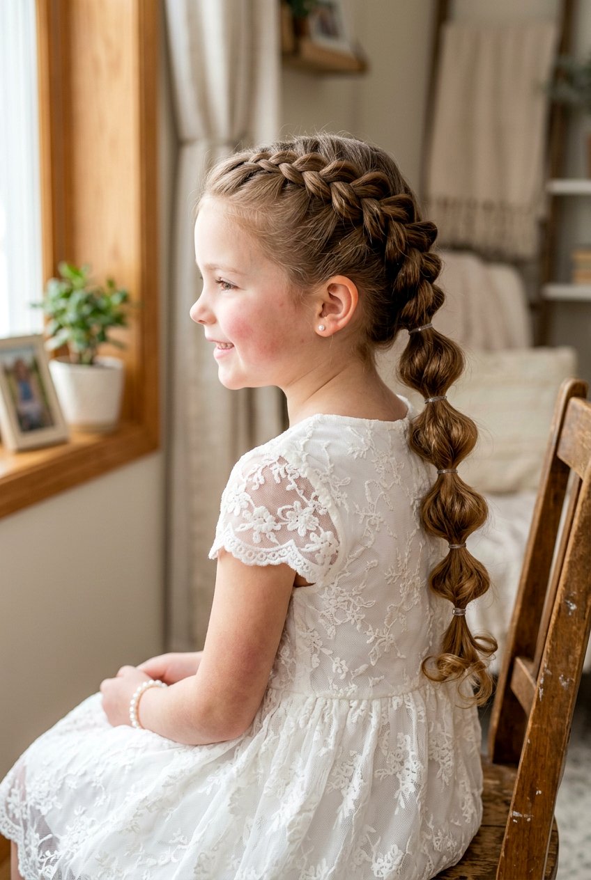 Dutch Braid Into Bubble Braid - 20 bubble braid for little girls - 20 bubble braid for little girls
