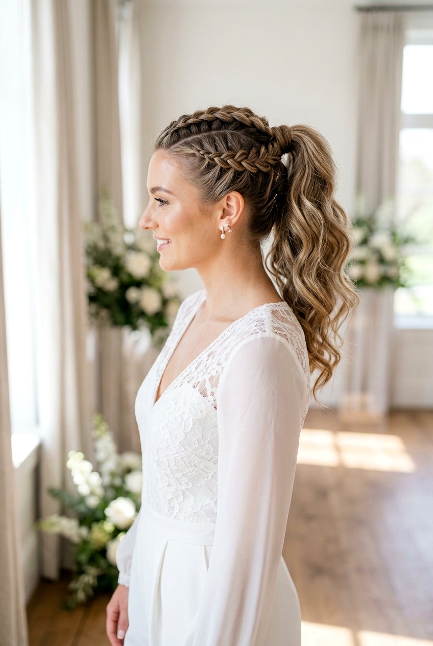 Dutch Braid Into Ponytail - 20 bridal hairstyle with romantic braid - 20 bridal hairstyle with romantic braid