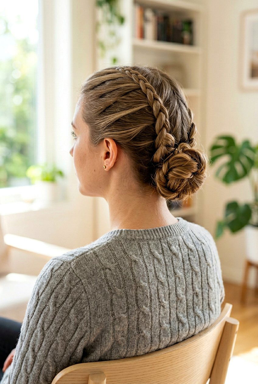 Dutch Braid Low Bun - 20 braided bun for office women - 20 braided bun for office women