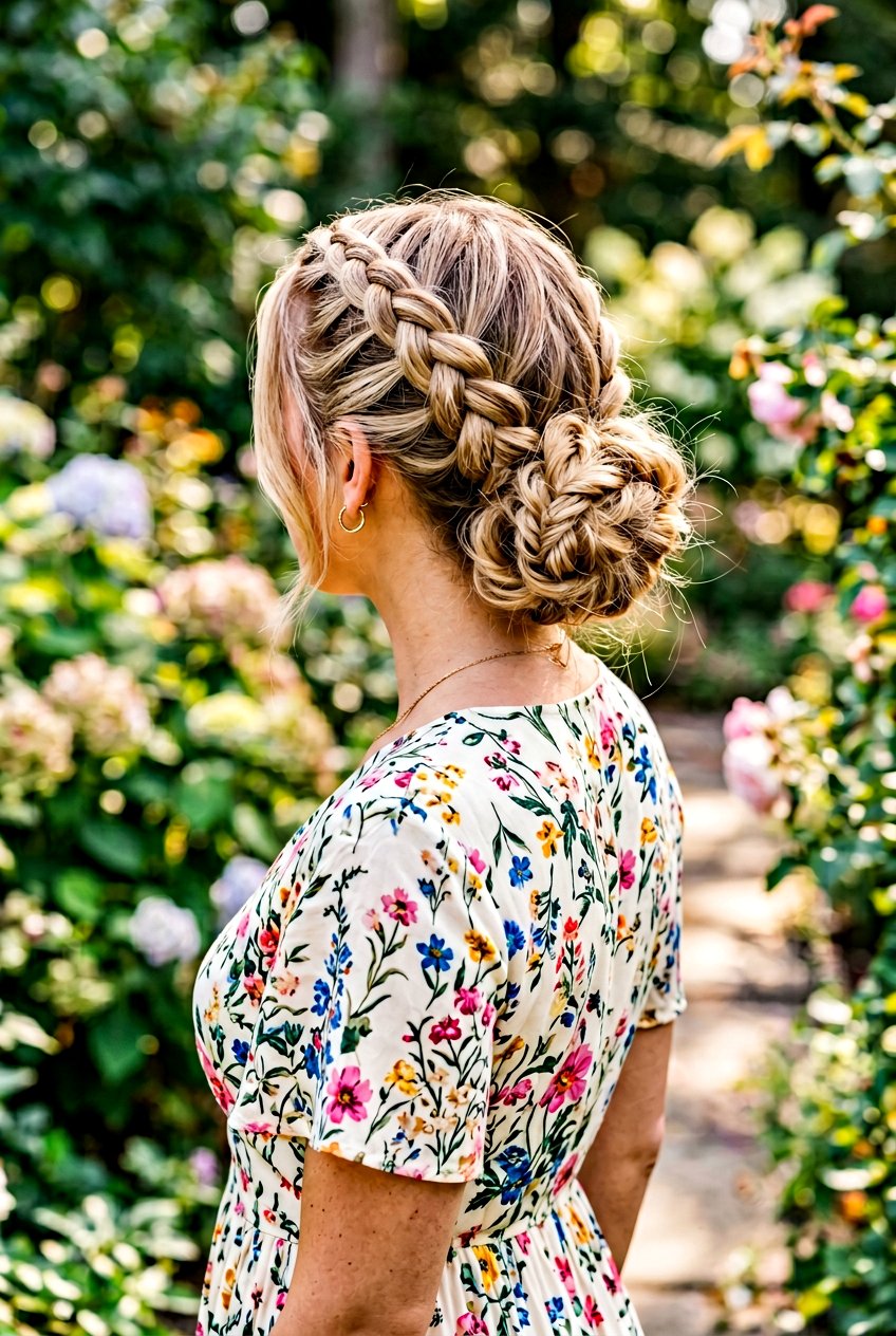 Dutch Braid Low Bun - 20 concert bun hairstyles - 20 concert bun hairstyles