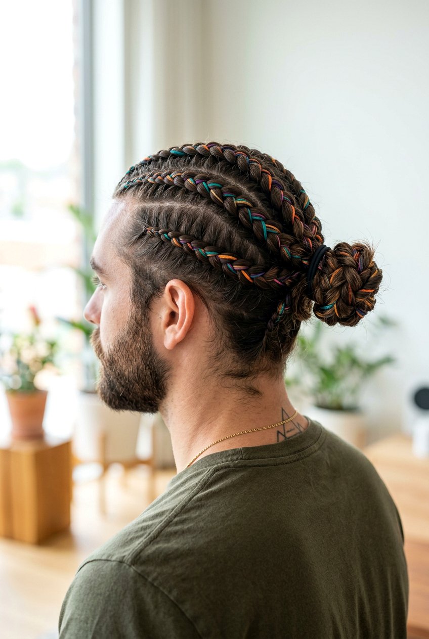 Dutch Braid Man Bun - 20 braided man bun hairstyle - 20 braided man bun hairstyle