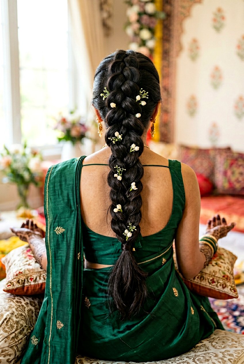 Dutch Braid Mehndi Hairstyle - 20 mehndi braid hairstyles - 20 mehndi braid hairstyles