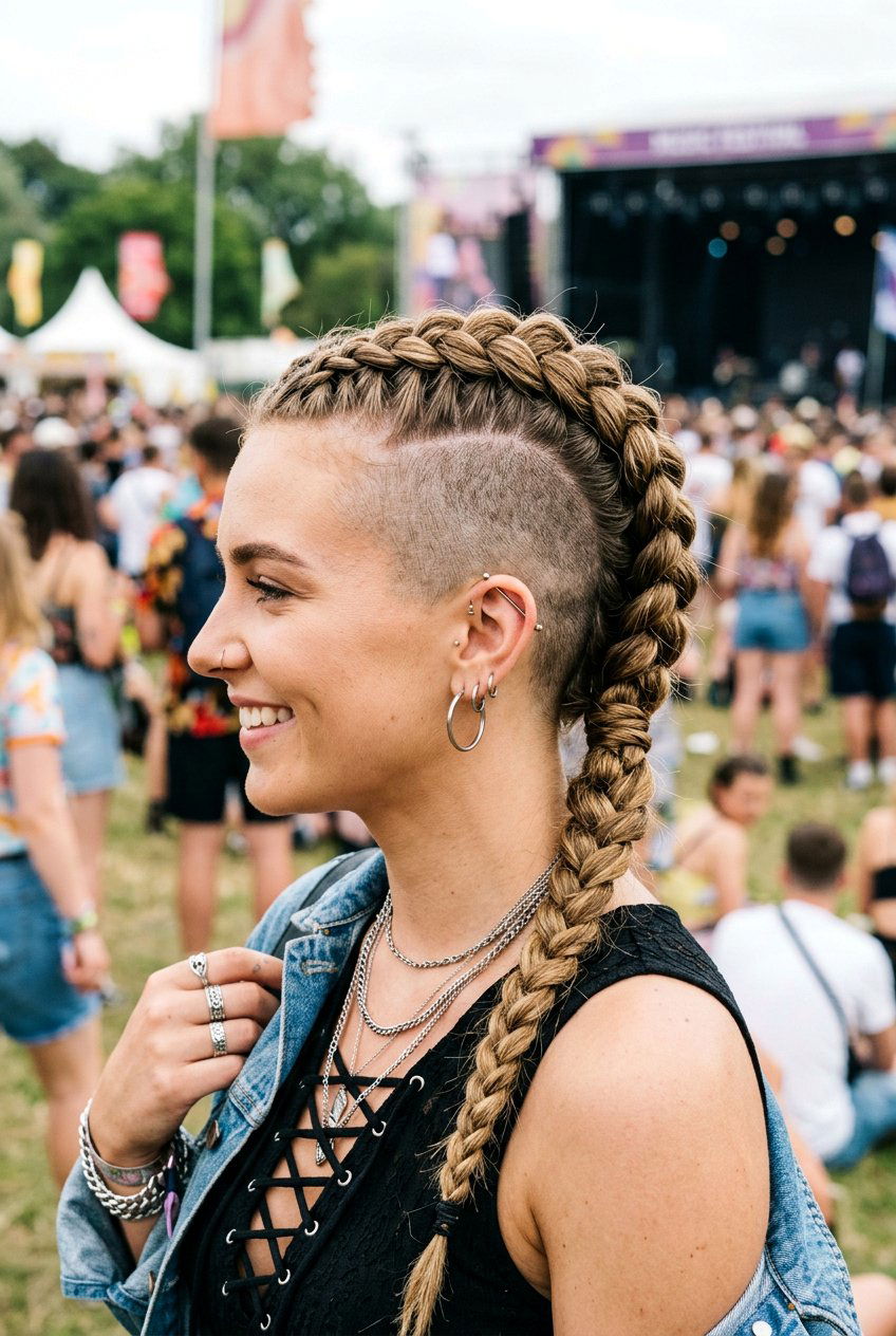 Dutch Braid Mohawk With Undercut - 20 rave hairstyles for women - 20 rave hairstyles for women