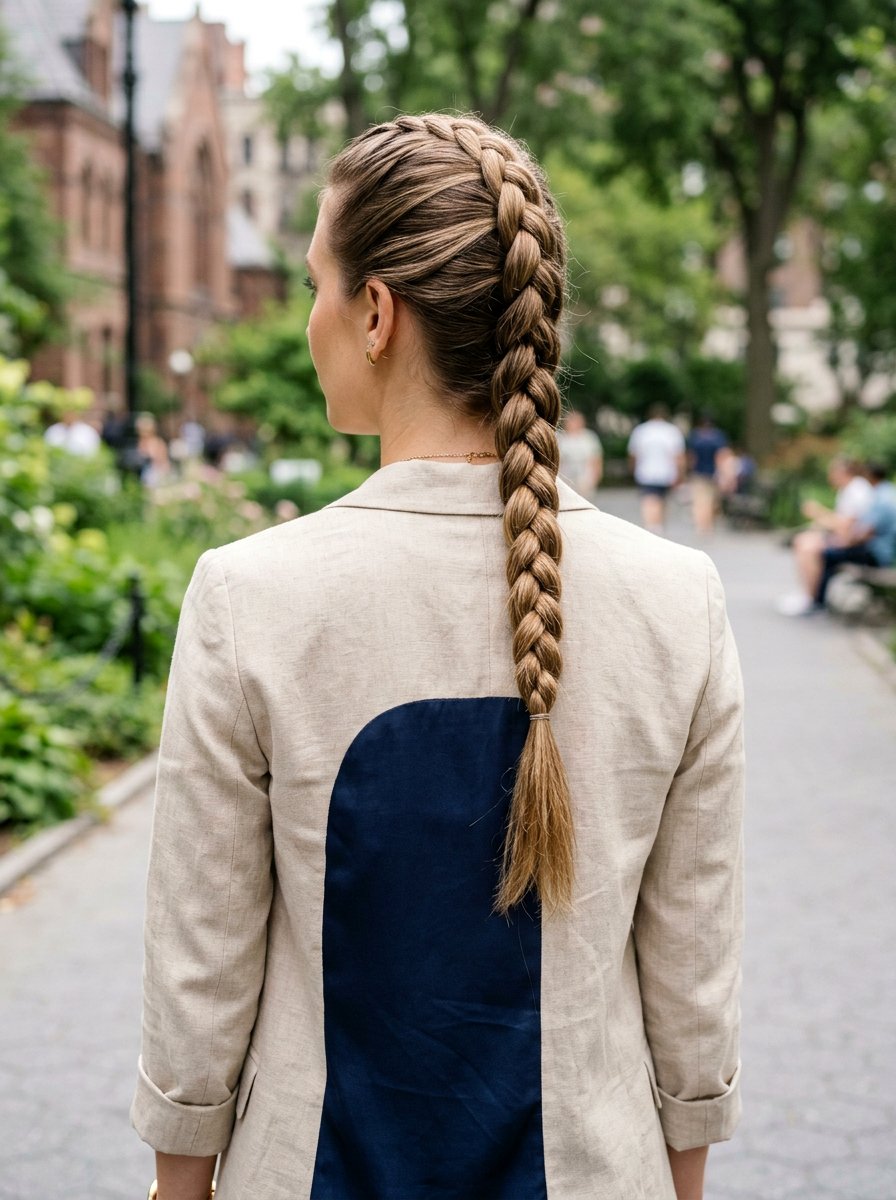 Dutch Braid Office Look - 20 office hairstyle for rainy days - 20 office hairstyle for rainy days