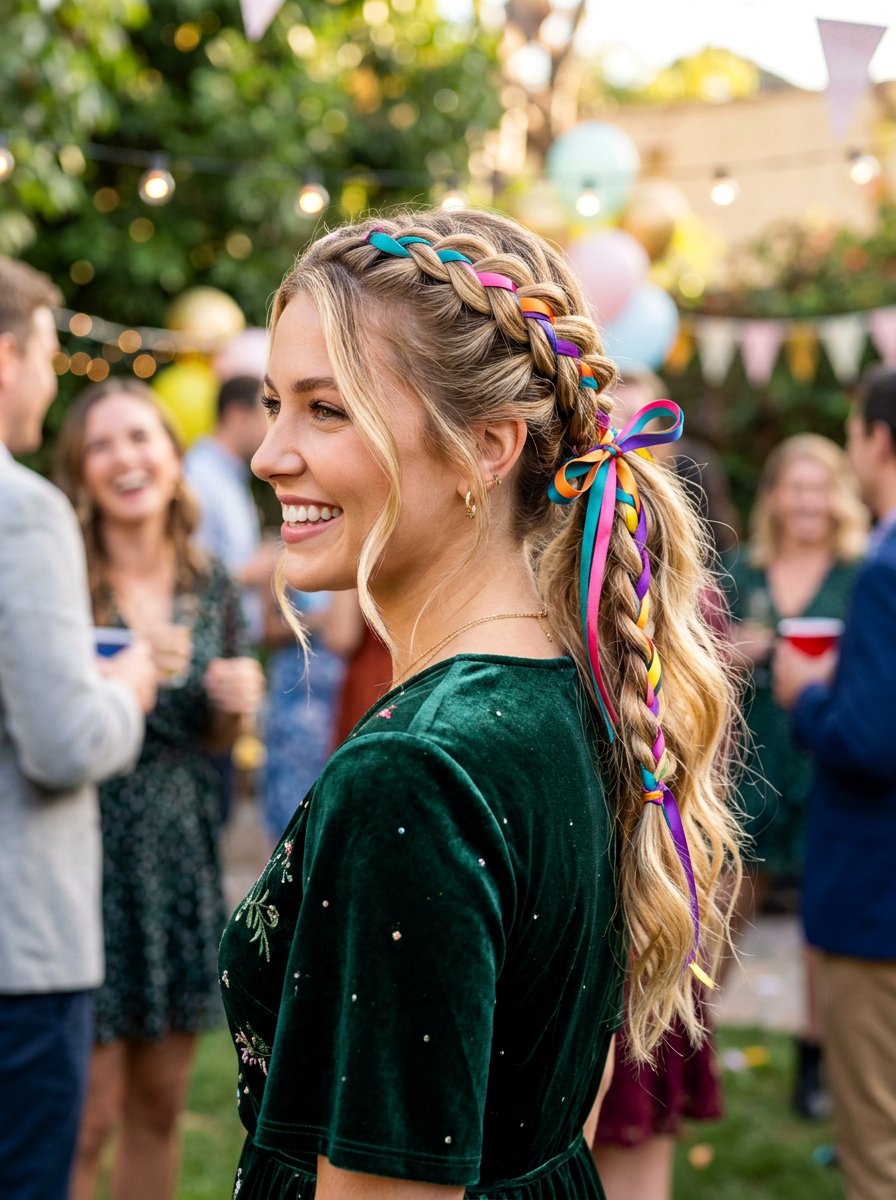 Dutch Braid Ponytail With Ribbons - 20 dutch braid ponytail hairstyle - 20 dutch braid ponytail hairstyle