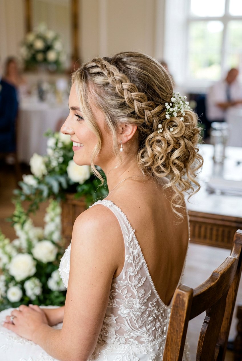 Dutch Braid Side Bun With Curls - 20 bridesmaid side bun with curls - 20 bridesmaid side bun with curls